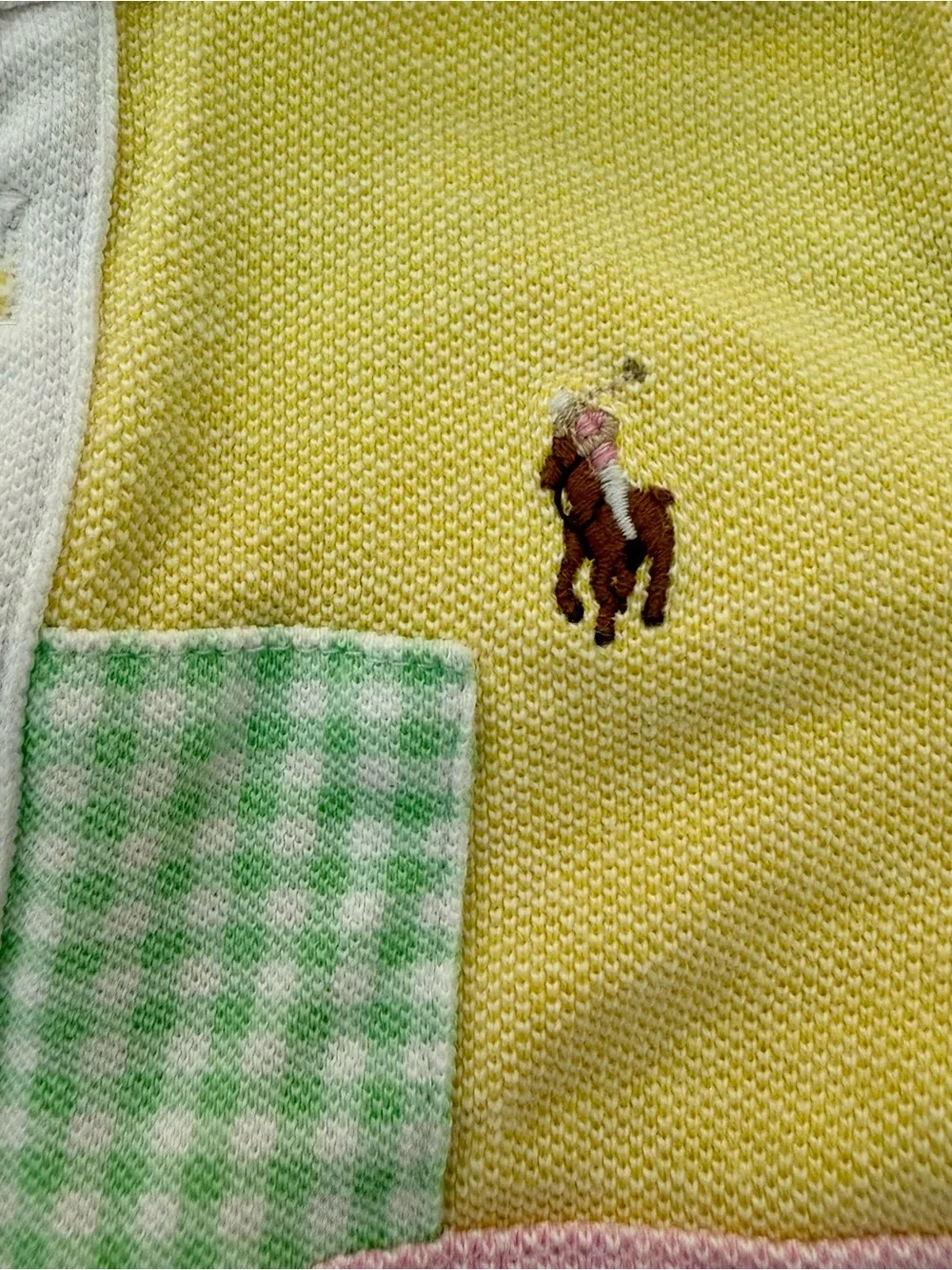 Ralph Lauren Baby Patchwork Polo Dress 12M Pastel ADORABLE classic like new!
